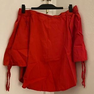 Red off the shoulder blouse